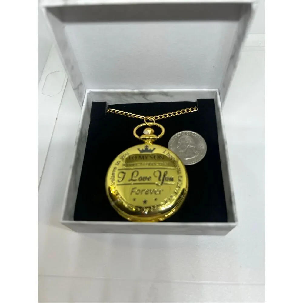 ✝️ Philippians 4:13 Pocket Watch Necklace – “I Can Do All Things” – Black Finish